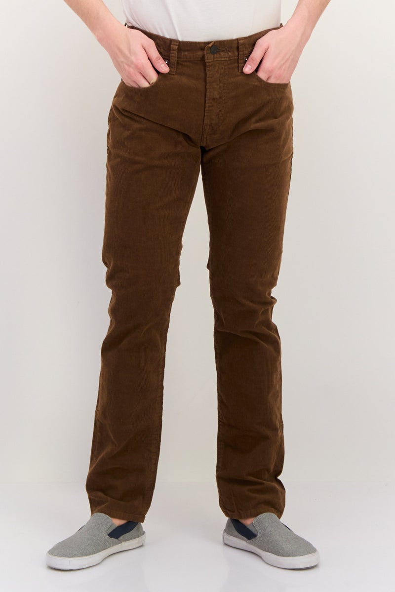 GAP Men Slim Fit Textured Corduroy Pants, Brown - Image 1