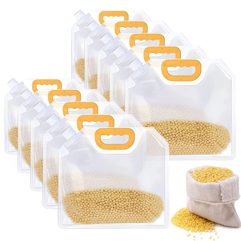 SKY FLEXI PACK 10 Pcs 15 Liter Multigrain Kitchen Storage Bags Grain MoistureProof Stand Up Pouch With Portable Handle For Long Term Food Rice Beans Candy Liquid Tea Coffee Sugar Storage - Image 1