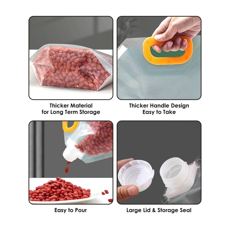 SKY FLEXI PACK 10 Pcs 15 Liter Multigrain Kitchen Storage Bags Grain MoistureProof Stand Up Pouch With Portable Handle For Long Term Food Rice Beans Candy Liquid Tea Coffee Sugar Storage - Image 3