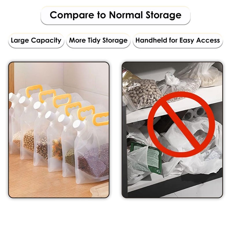 SKY FLEXI PACK 10 Pcs 15 Liter Multigrain Kitchen Storage Bags Grain MoistureProof Stand Up Pouch With Portable Handle For Long Term Food Rice Beans Candy Liquid Tea Coffee Sugar Storage - Image 5