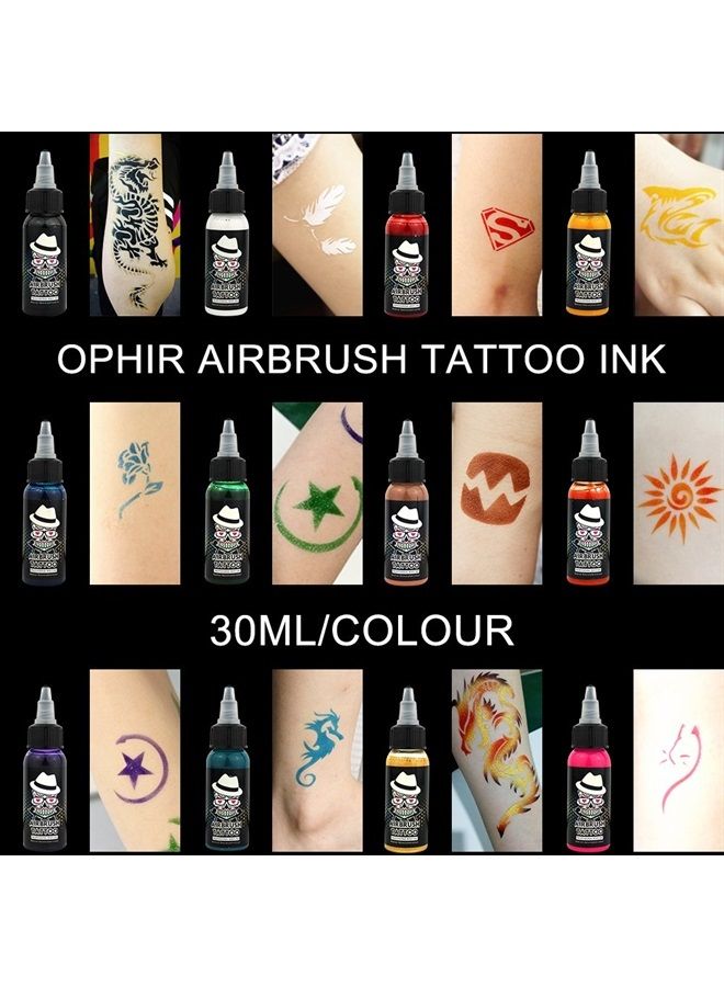 OPHIR 12x30مل/زجاجة ألوان فن الجسم بالرش للأيربرش تاتو مؤقت ألوان تاتو الجسم بالرش - Image 1