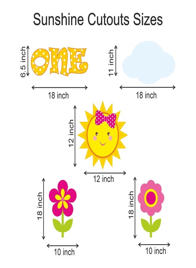 PrettyurParty PRETTY UR PARTY Our Little Sunshine Theme Paper Cutouts for Birthday Parties, Sunshine Theme Girl 1st Bday Supplies, First Birthday Decoration, Cutouts for Room Decor –Multicolour (10 pcs) - Image 2