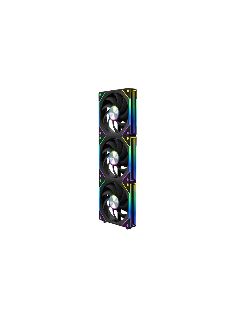 POWER G1-AL-​​NP 120mm PC Case Fan, 120x120x25mm, Daisy Chain Connection, 5V 3-Pin ARGB Lighting, 4-Pin PWM Case Fan for Radiator/Computer Case Cooling (3 Pack) Black  - Image 4