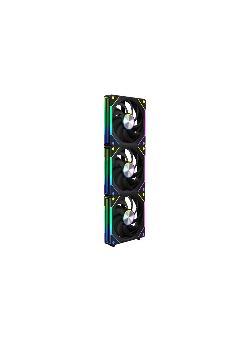 POWER G1-AL-​​NP 120mm PC Case Fan, 120x120x25mm, Daisy Chain Connection, 5V 3-Pin ARGB Lighting, 4-Pin PWM Case Fan for Radiator/Computer Case Cooling (3 Pack) Black  - Image 5