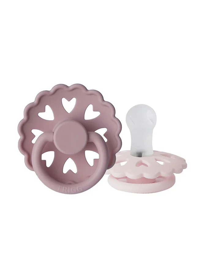 FRIGG Pack Of 2 Fairytale Silicone Baby Pacifier 0-6M, Twilight Mauve/White Lilac - Size 1
