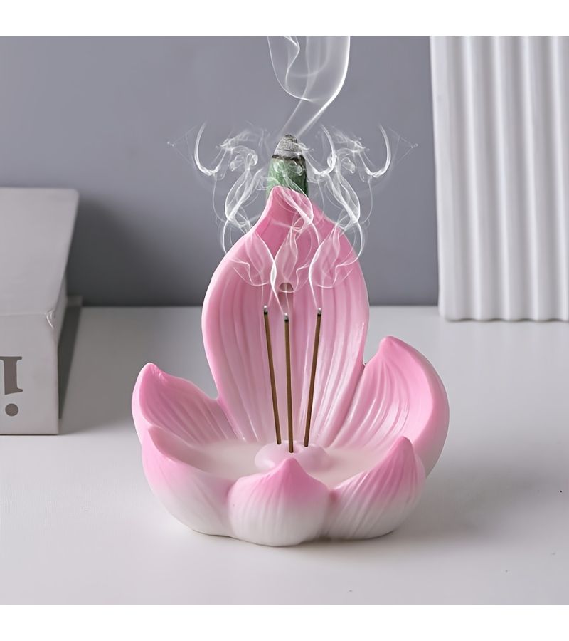Black Lotus Incense Burner Cone For Yoga Meditation Home Decor - Image 4