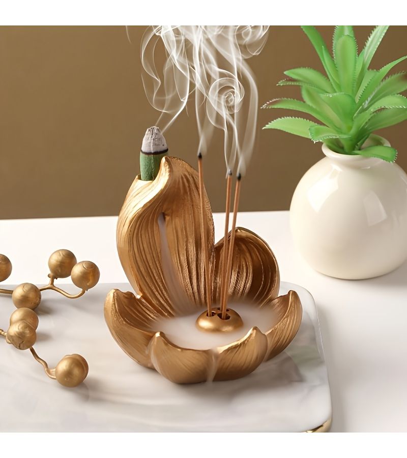 Black Lotus Incense Burner Cone For Yoga Meditation Home Decor - Image 2