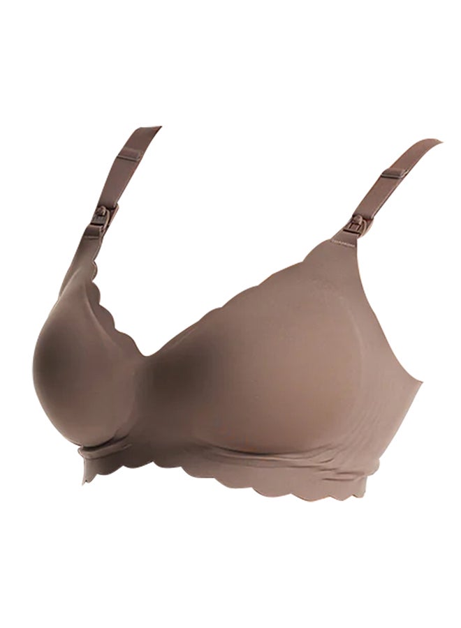 Momcozy Jelly Strip - Seamless Floral Push Up Nursing Bra - YN46 - Dark Brown S  - Image 4