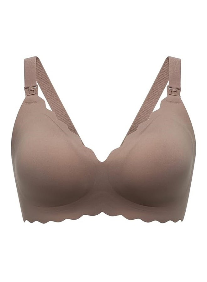 Momcozy Jelly Strip - Seamless Floral Push Up Nursing Bra - YN46 - Dark Brown S  - Image 1