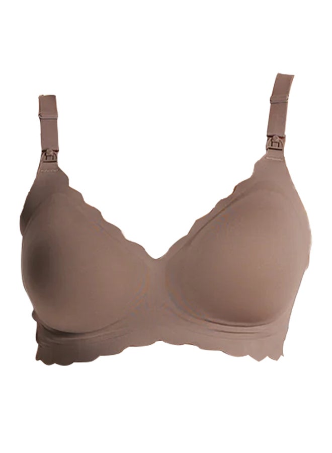 Momcozy Jelly Strip - Seamless Floral Push Up Nursing Bra - YN46 - Dark Brown S  - Image 3