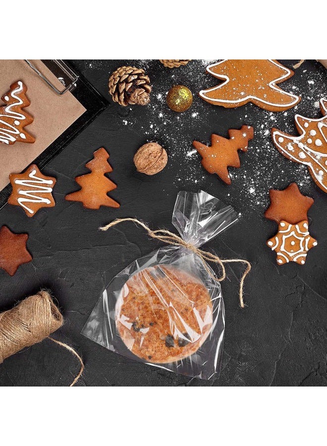MoloTAR 200 Pcs 7 in x 5 in(1.4mil.) Clear Flat Cello Cellophane Treat Bags Good for Bakery, Cookies, Candies,Dessert with five random color Twist Ties! - Image 3