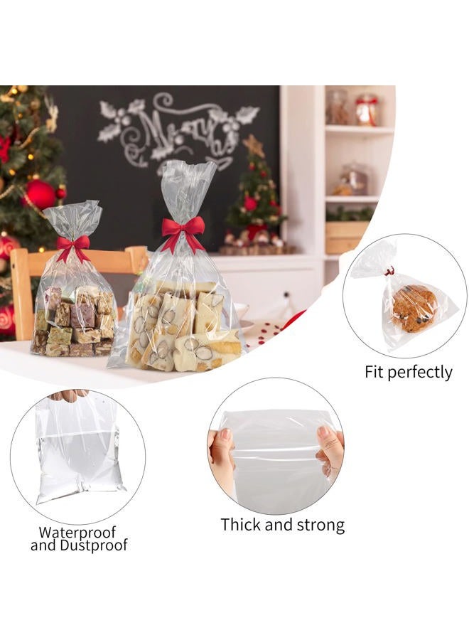 MoloTAR 200 Pcs 7 in x 5 in(1.4mil.) Clear Flat Cello Cellophane Treat Bags Good for Bakery, Cookies, Candies,Dessert with five random color Twist Ties! - Image 4