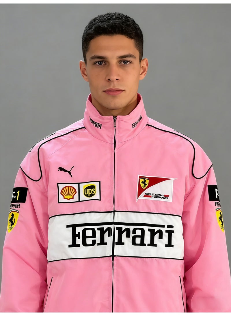 F1 racing suit fully embroidered racing suit motorcycle suit riding suit casual cotton-padded jacket thorn men's and women's coats. - Image 3