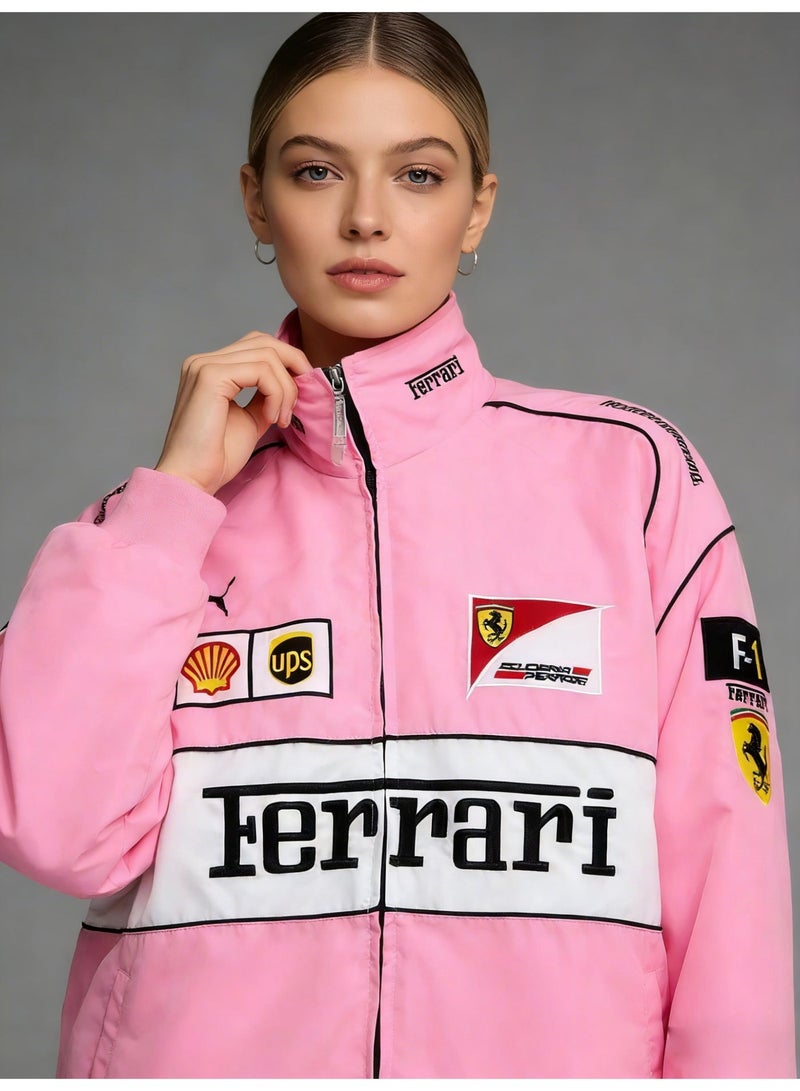 F1 racing suit fully embroidered racing suit motorcycle suit riding suit casual cotton-padded jacket thorn men's and women's coats. - Image 1