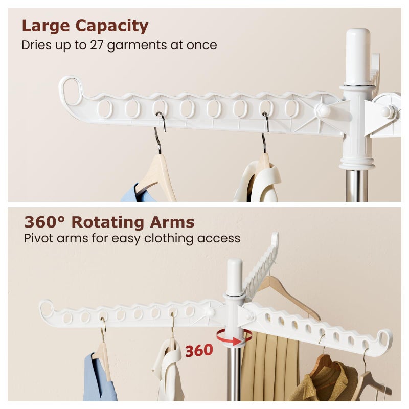 Abiglifty Rotatable and Foldable Clothes Drying Rack, Space Saving Free Standing Laundry Drying Rack for Indoor, Balcony, 1 Layer - Image 4