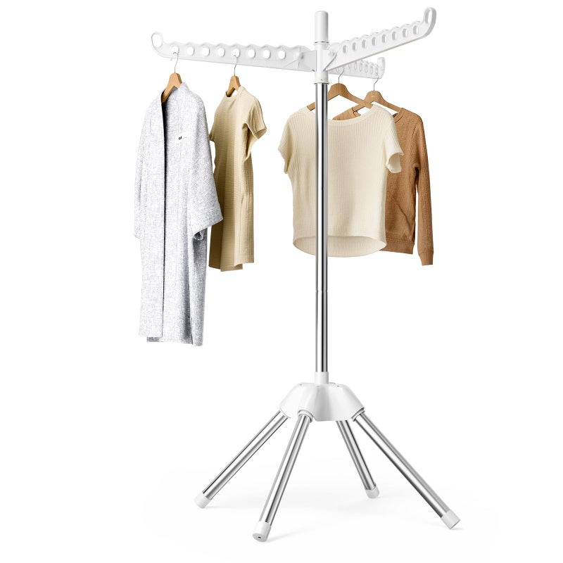 Abiglifty Rotatable and Foldable Clothes Drying Rack, Space Saving Free Standing Laundry Drying Rack for Indoor, Balcony, 1 Layer - Image 1