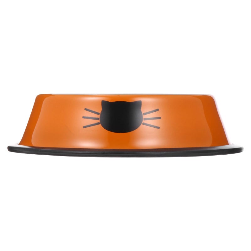 Double Bowl Pet Feeder Stainless Steel Cat Dog Food Water Dish Orange - Image 2