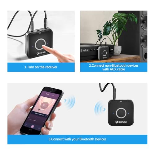 SONRU Bluetooth 5.3 Adapter Hi-Fi Equipment for Car Wireless Audio Receiver with 3.5mm AUX RCA Cable, Noise Cancellation, Dual AUX Outputs for Home Speakers Wired Headphones - Image 4