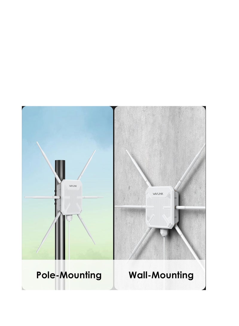 WAVLINK 2025 AX3000 Outdoor WiFi 6 Extender, WAVLINK Long-Range WiFi Repeater/Access Point with Dual Band/PoE/IP67 Waterproof/6 x 7dBi Antennas, Supports Up to 256 Devices for Garage, Yard, RV, Farm - Image 5