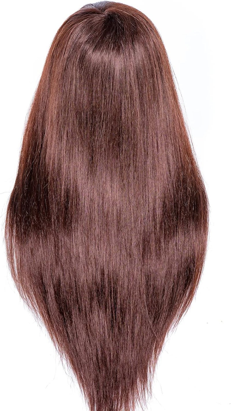 Pykisfp Mannequin Head with 60% Real Hair, Hairdresser Practice Training Head Cosmetology Manikin Doll Head withPresent exquisite gifts and desktop stand (brown) - Image 4