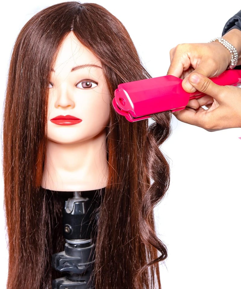 Pykisfp Mannequin Head with 60% Real Hair, Hairdresser Practice Training Head Cosmetology Manikin Doll Head withPresent exquisite gifts and desktop stand (brown) - Image 2
