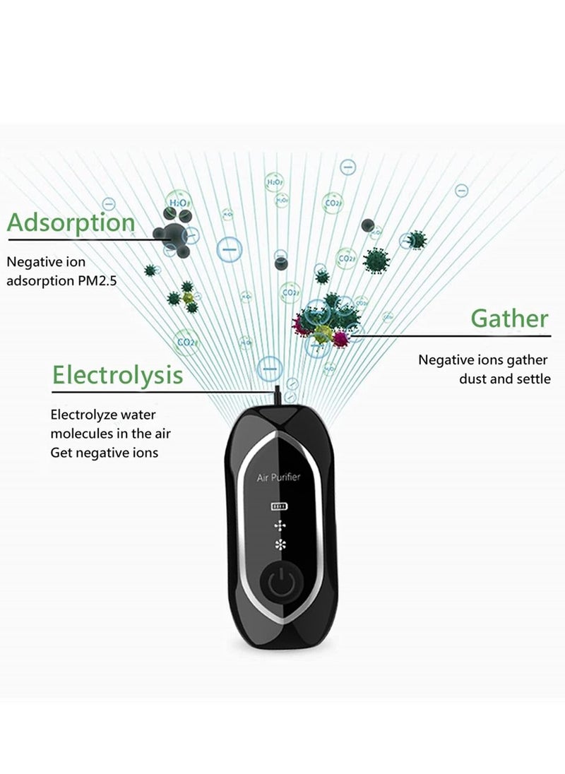 SYOSI - Wearable Air Purifier Necklace, Personal Air Purifier, USB Rechargeable Travel Size Air Purifier, Portable Mini Air Ionizer for Car, Airplane, Office, Bedroom and Travel, Home 2 Gears (Black) - Image 1