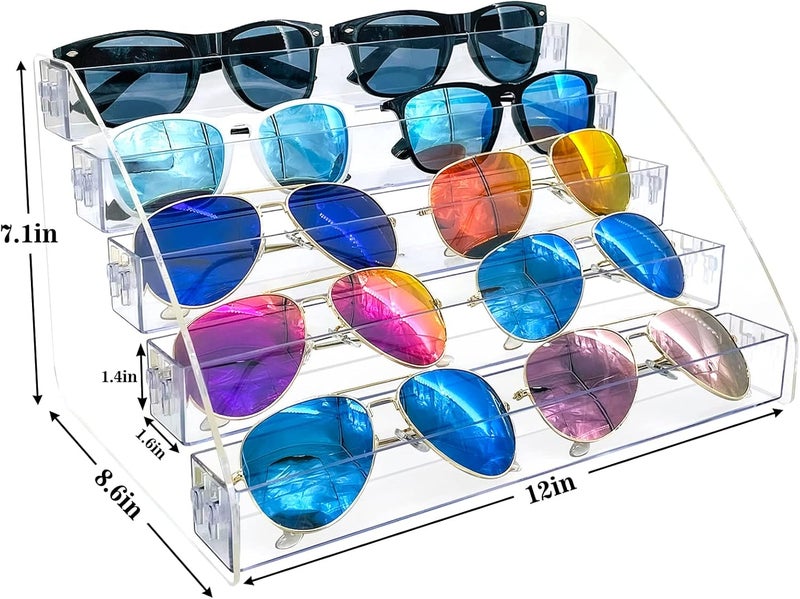 MineSign Sunglasses Organizer Clear Eyeglasses Display Case Sticker Display Tray Box For Glasses Tabletop Holder Stand (5 layer) - Image 2