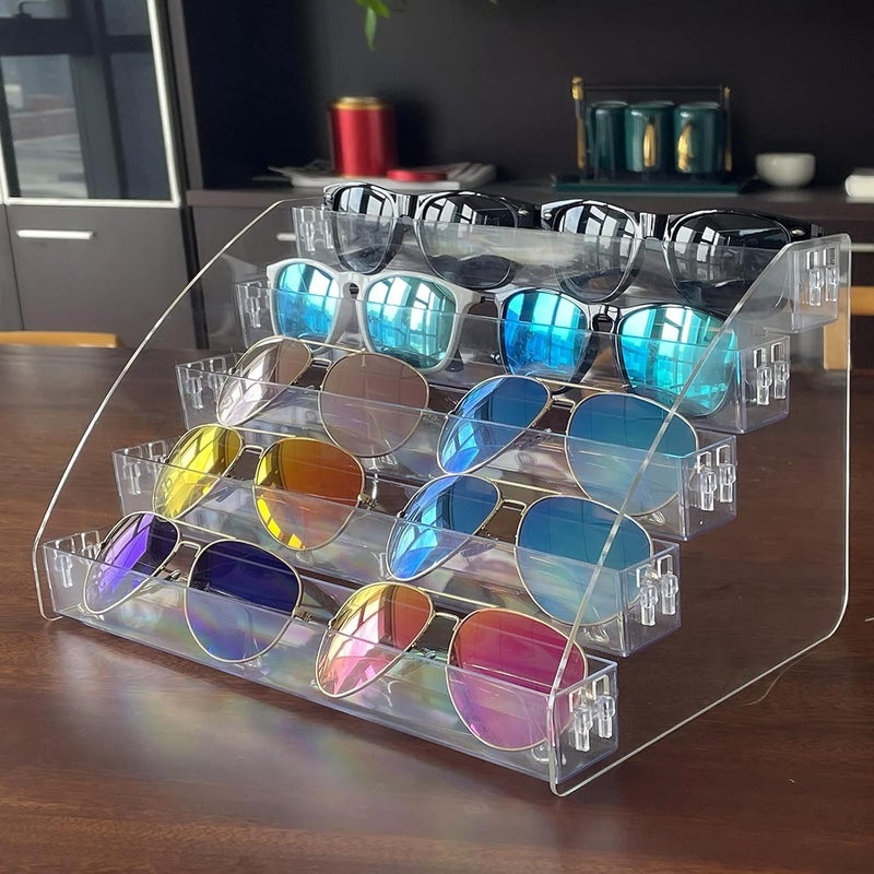 MineSign Sunglasses Organizer Clear Eyeglasses Display Case Sticker Display Tray Box For Glasses Tabletop Holder Stand (5 layer) - Image 1