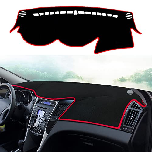 YOFAMO Dashboard Cover Dash Cover Mat Pad Carpet Custom Fit for Hyundai Sonata 2011 2012 2013 2014 Accessories Anti-Skid Center Console Protector Cover Mat(Red Edge) - Image 1