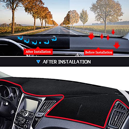 YOFAMO Dashboard Cover Dash Cover Mat Pad Carpet Custom Fit for Hyundai Sonata 2011 2012 2013 2014 Accessories Anti-Skid Center Console Protector Cover Mat(Red Edge) - Image 4