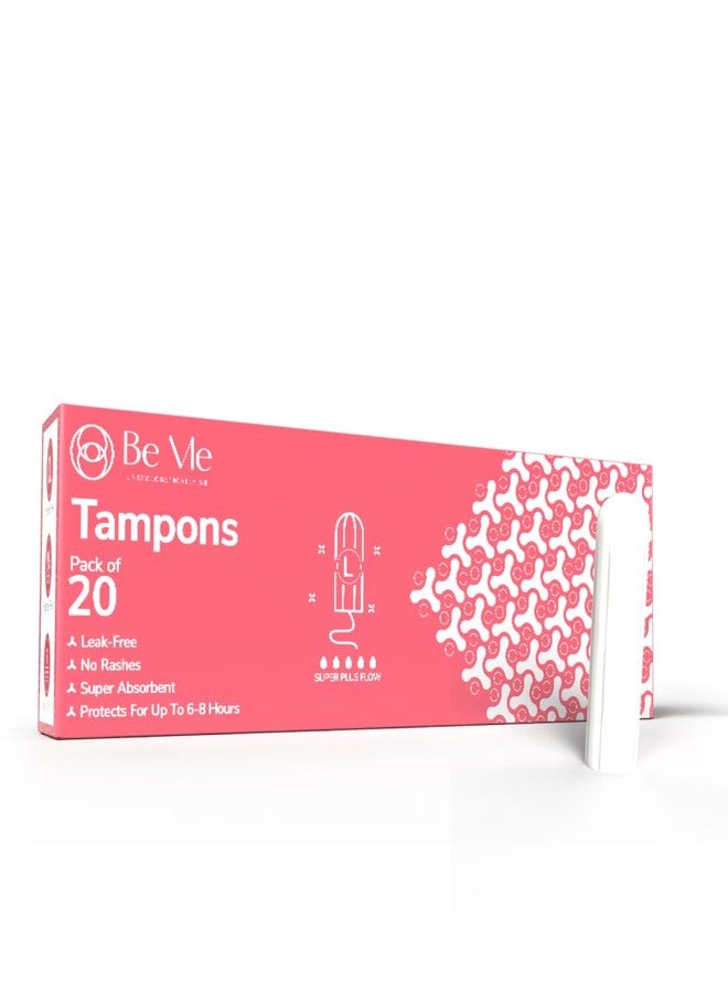 Beme Be Me Regular Flow Tampons - Pack of 20 | Stain-Free Periods | Rash-Free 8-Hour Leak Protection | Super-Absorbent & Comfortable Fit Tampons | FDA Approved | Dermatologically Tested - Image 1