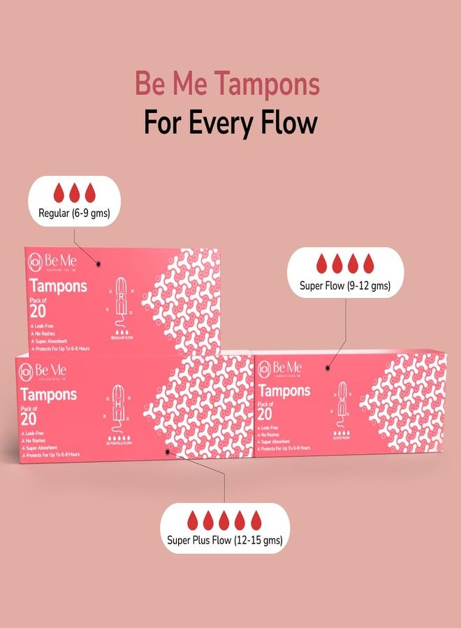 Beme Be Me Regular Flow Tampons - Pack of 20 | Stain-Free Periods | Rash-Free 8-Hour Leak Protection | Super-Absorbent & Comfortable Fit Tampons | FDA Approved | Dermatologically Tested - Image 5