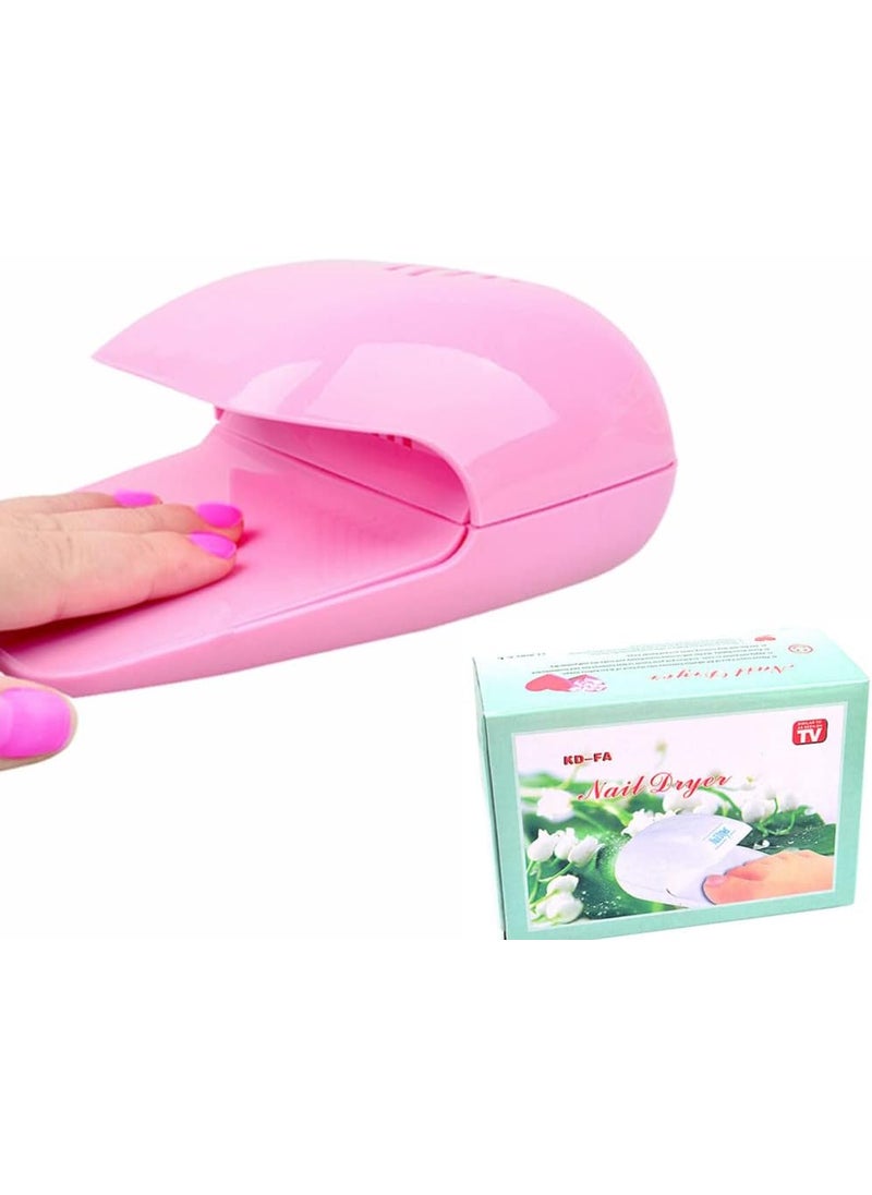 Honkenda - Portable Nail Fan Dryer for Nail Art Polish Gel Quick Dry Nail Dryer Blower Machine for Nail Salons Fingernail Toenail Pink - Image 1