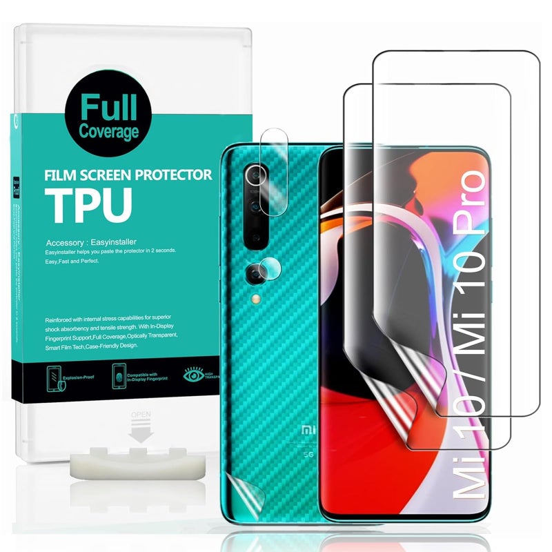 Ibywind For Xiaomi Mi 10/10 Pro (2 Pcs) Screen Protector,Flexible TPU Film,With 1Pc Camera Lens Protector,1Pc Back Film,Bubble Free[Easy to install] - Image 1