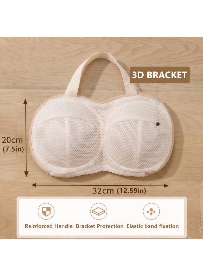 Flossie 2 Packs Bra Washing Bags, Mesh Laundry Bags with 3D Bracket, Travel Laundry Bags with Zipper, Lingerie Bags for Washing Delicates, Sock, Bra Washer Protector (with 3D Bracket) - Image 2