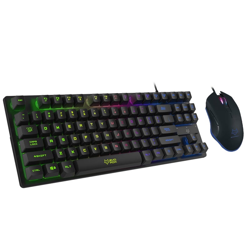 EvoFox X-Team Fireblade Gaming Keyboard Combo with Space-Saving TKL Design, Breathing LED Effects, Anti-ghosting Keys and 6 Button Mouse with up to 3200 DPI Setting (Wired, Black) - Image 1