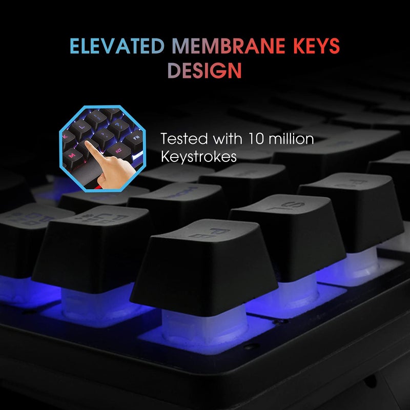 EvoFox X-Team Fireblade Gaming Keyboard Combo with Space-Saving TKL Design, Breathing LED Effects, Anti-ghosting Keys and 6 Button Mouse with up to 3200 DPI Setting (Wired, Black) - Image 4