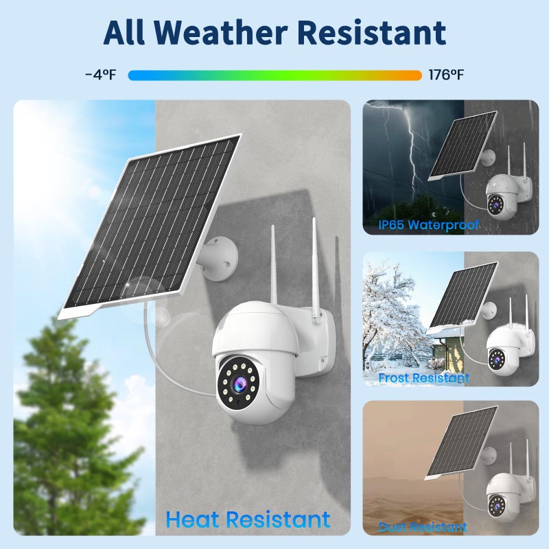 BONAI 2 Pack 9W Solar Panels- IP65 Waterproof, High Efficiency Charger with 10FT USB-C Cable and Micro USB Adapter, Works in -4Â°F~176Â°F, for Outdoor Cameras, Smartphones and All DC 5V Devices - Image 3