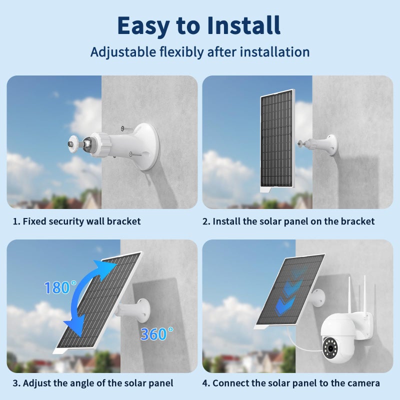 BONAI 2 Pack 9W Solar Panels- IP65 Waterproof, High Efficiency Charger with 10FT USB-C Cable and Micro USB Adapter, Works in -4Â°F~176Â°F, for Outdoor Cameras, Smartphones and All DC 5V Devices - Image 5
