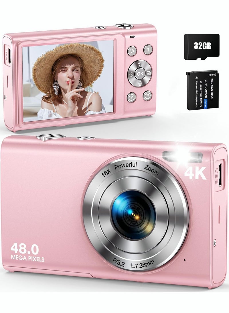 Milatech Digital Camera, Autofocus UHD 4K Vlogging Camera with 32GB Card, 48MP 16X Digital Zoom Digital Camera - Image 1