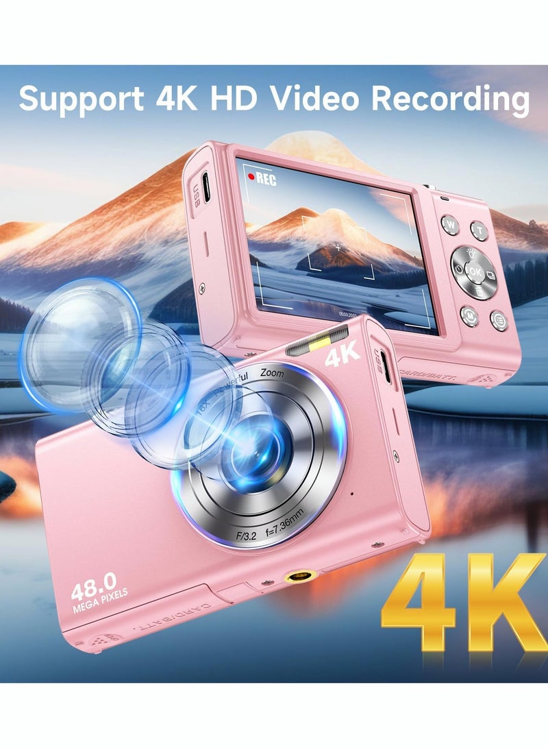 Milatech Digital Camera, Autofocus UHD 4K Vlogging Camera with 32GB Card, 48MP 16X Digital Zoom Digital Camera - Image 3