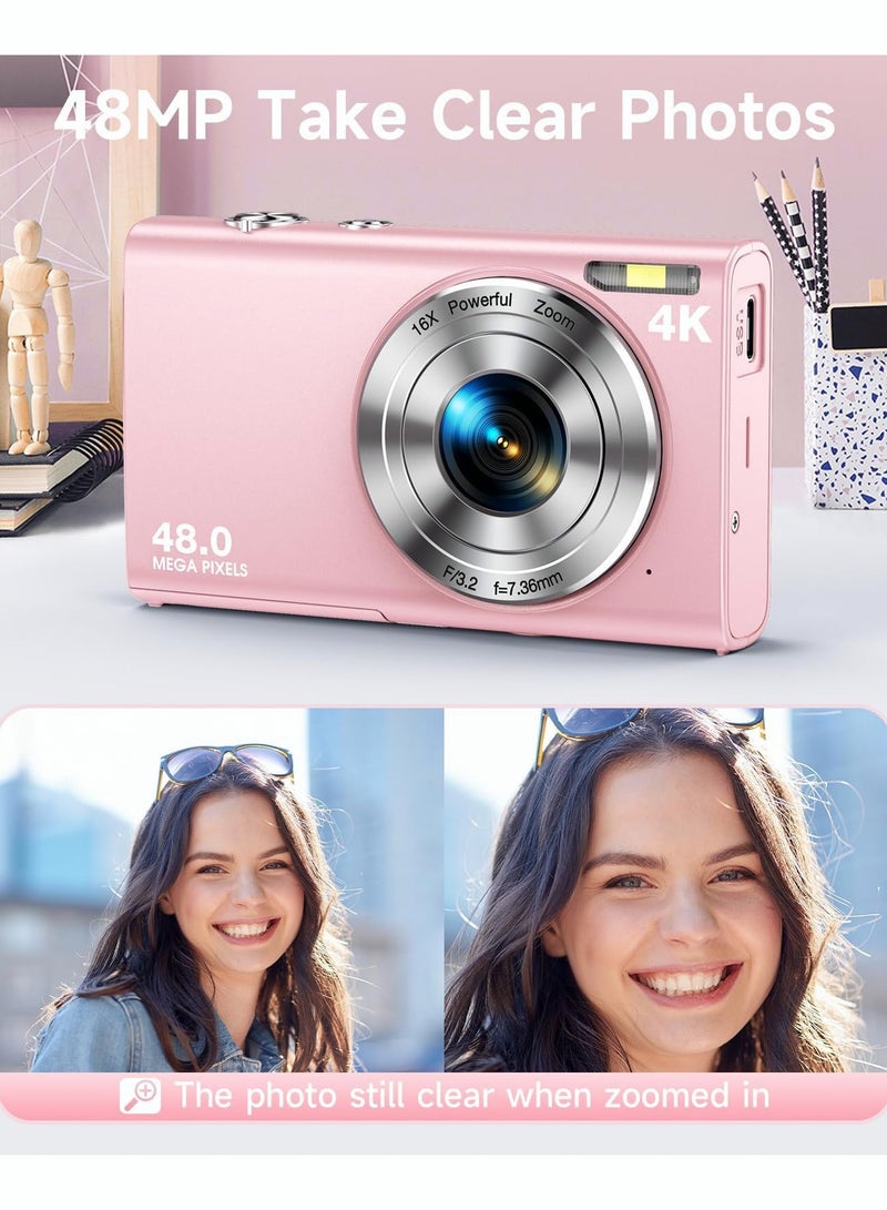 Milatech Digital Camera, Autofocus UHD 4K Vlogging Camera with 32GB Card, 48MP 16X Digital Zoom Digital Camera - Image 4