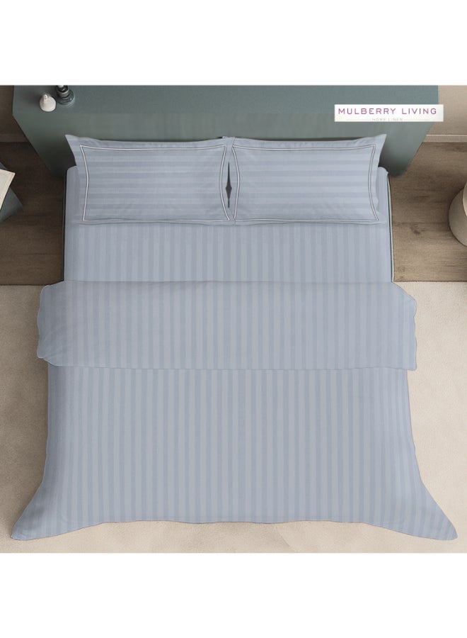 MULBERRY LIVING غطاء لحاف مقاس كوين  ×  سم قطن %  مخطط بلون أزرق داكن - Image 4