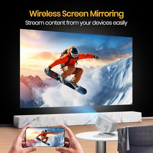 Portronics بروترونيكس بيم 450 بروجيكتور LED ذكي بدقة 1080p Full HD، مع تطبيقات بث مدمجة (نتفليكس، برايم فيديو، هوتستار)، 4000 لومن، عكس الشاشة، مكبر صوت 3 واط، بلوتوث، واي فاي (أبيض) - Image 5