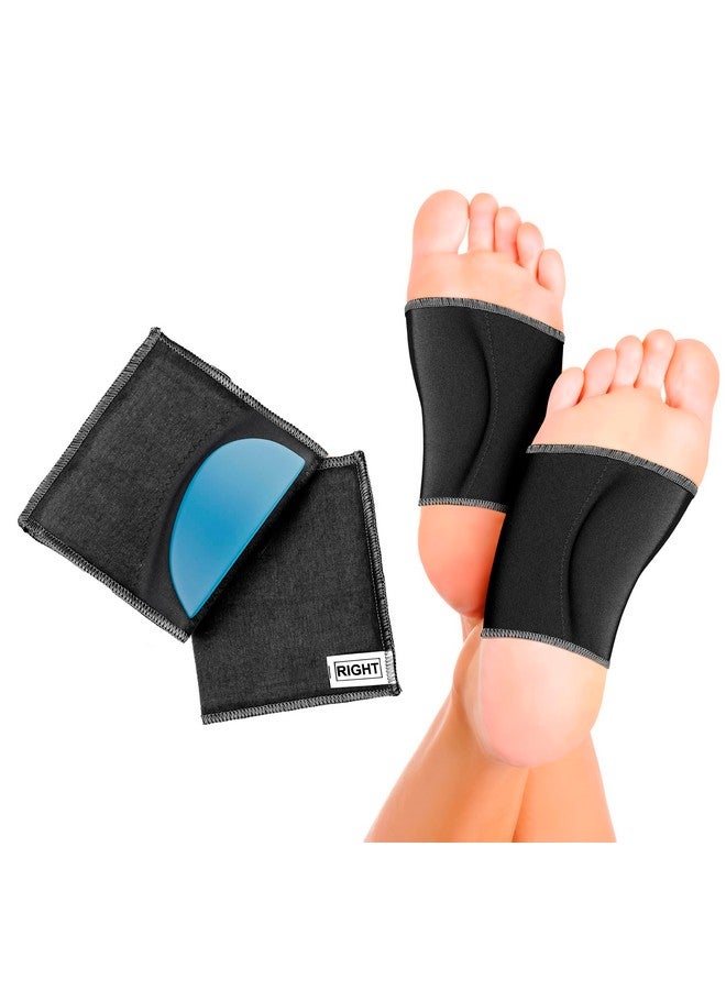 FOVERA Plantar Fasciitis Gel Arch Support Cotton Sleeves Pair for Foot Pain, Fallen Arches, Achy Feet Problems for Men and Women (Black, S Size, 1 Pair) - Image 1