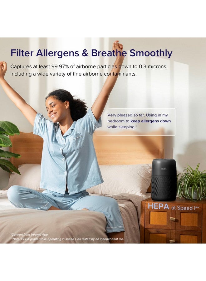 LEVOIT LEVOIT Air Purifiers for Bedroom Home, AHAM VERIFIDE, 3-in-1 Filter with Fragrance Sponge for Better Sleep, Filters Smoke, Allergies, Pet Dander, Odor, Dust, Office, Portable, Core Mini-P, Black - Image 2