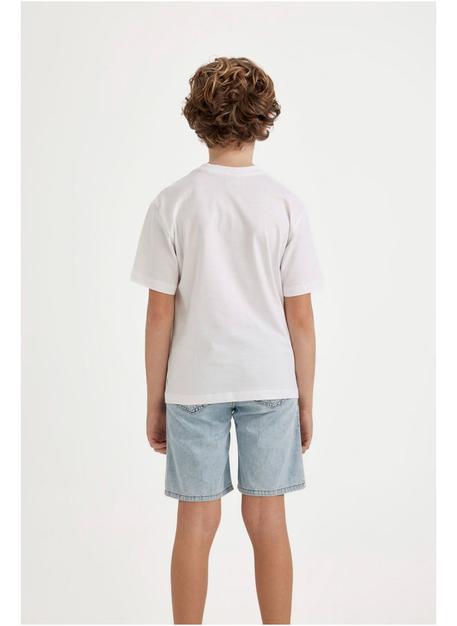 DeFacto - Boy Regular Fit V Neck Knitted Short Sleeve T-Shirt - Image 1