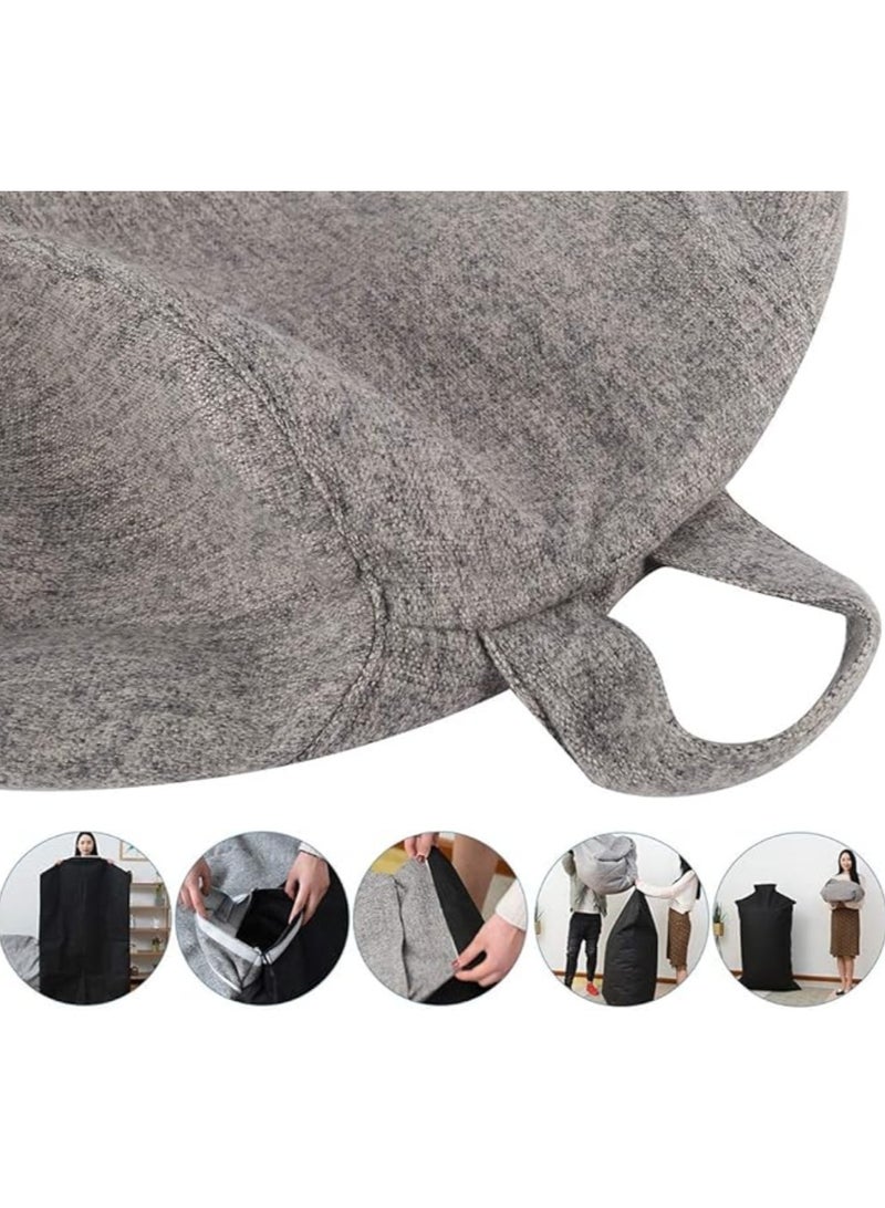 DANIM Bean Bag Chair Soft Lazy Lounge Sofa Cover without Filling for Adults and Kids(Grey 70x80cm) - Image 2