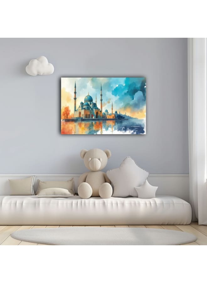 هوم جاليري لوحة فنية مطبوعة على قماش مسجد الحسن الثاني في الدار البيضاء، المغرب - Image 2
