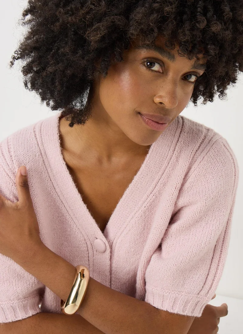 Matalan Pink Button Front Puff Sleeve Cardigan